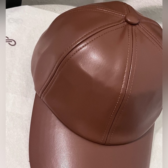 LELE SADOUGHI NWT AUTHENTIC WALNUT FAUX LEATHER BASEBALL CAP main image 7